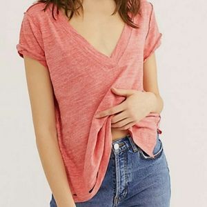 We The Free Sundance Distressed Look Deep V Neck Tee Size XS